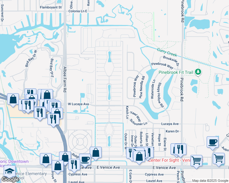 map of restaurants, bars, coffee shops, grocery stores, and more near 937 Orinoco West in Venice