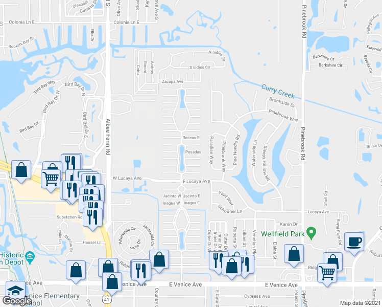map of restaurants, bars, coffee shops, grocery stores, and more near 964 Posadas in Venice