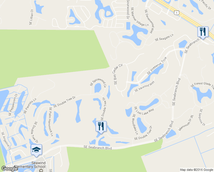 map of restaurants, bars, coffee shops, grocery stores, and more near 7861 Southeast Spicewood Circle in Hobe Sound