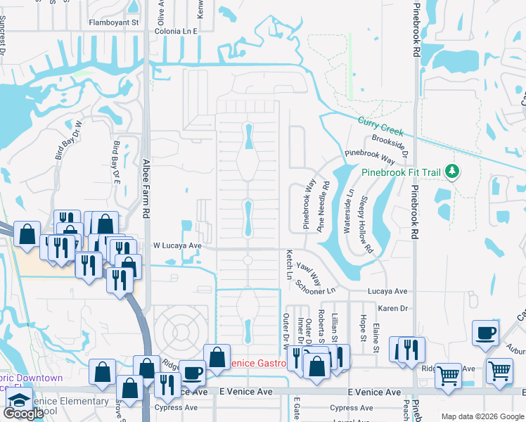 map of restaurants, bars, coffee shops, grocery stores, and more near 964 Posadas in Venice