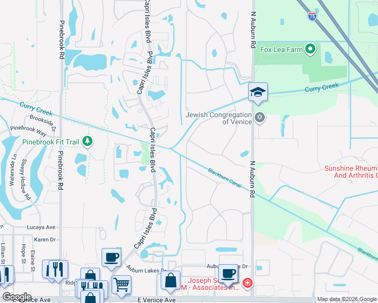 map of restaurants, bars, coffee shops, grocery stores, and more near 481 Marsh Creek Road in Venice