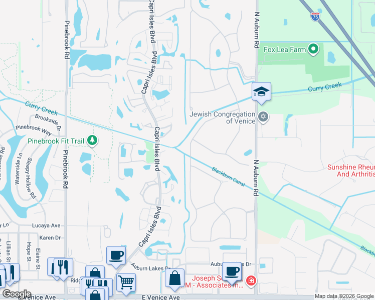 map of restaurants, bars, coffee shops, grocery stores, and more near 481 Marsh Creek Road in Venice