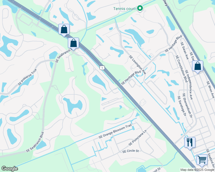 map of restaurants, bars, coffee shops, grocery stores, and more near 6048 Southeast Crooked Oak Avenue in Hobe Sound