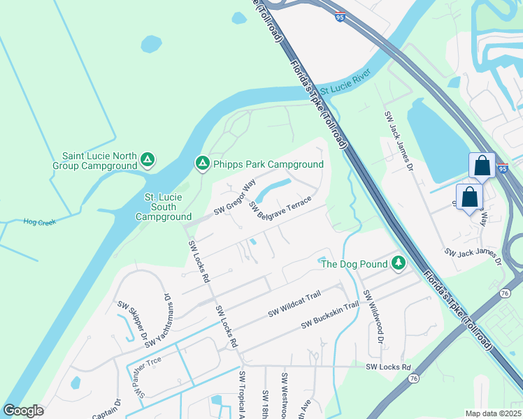 map of restaurants, bars, coffee shops, grocery stores, and more near 1767 Southwest Belgrave Terrace in Stuart