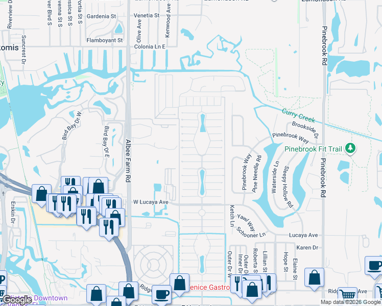 map of restaurants, bars, coffee shops, grocery stores, and more near 934 West Sand Cay Avenue in Venice
