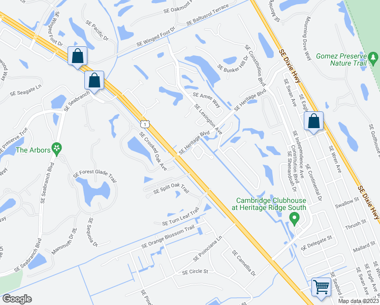 map of restaurants, bars, coffee shops, grocery stores, and more near 6112 Southeast Portifino Circle in Hobe Sound