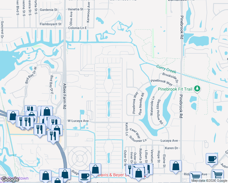 map of restaurants, bars, coffee shops, grocery stores, and more near 970 East Sand Cay Avenue in Venice