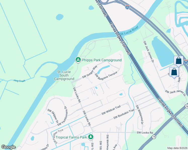 map of restaurants, bars, coffee shops, grocery stores, and more near 1800 Southwest Belgrave Terrace in Stuart