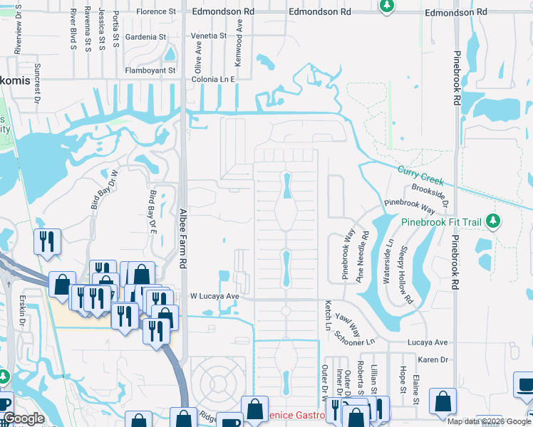 map of restaurants, bars, coffee shops, grocery stores, and more near 987 Uplands East in Venice