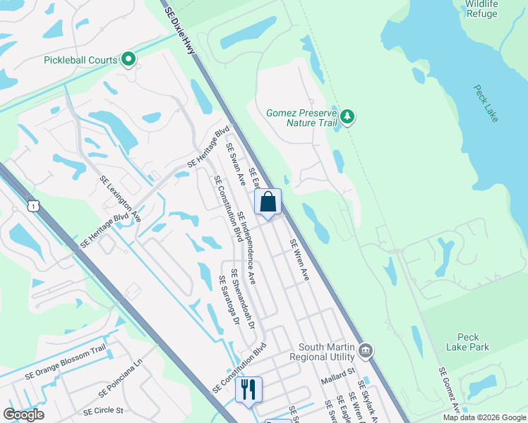 map of restaurants, bars, coffee shops, grocery stores, and more near 7540 Southeast Eagle Avenue in Hobe Sound