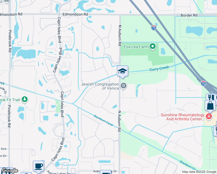 map of restaurants, bars, coffee shops, grocery stores, and more near 313 Marsh Creek Road in Venice