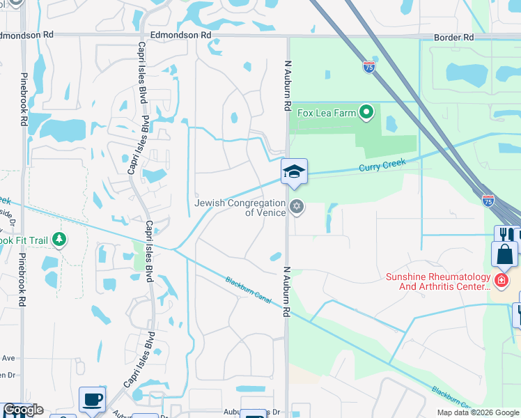 map of restaurants, bars, coffee shops, grocery stores, and more near 313 Marsh Creek Road in Venice