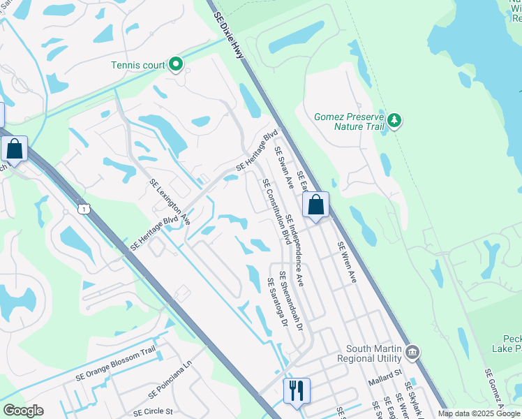 map of restaurants, bars, coffee shops, grocery stores, and more near 7445 Southeast Concord Place in Hobe Sound