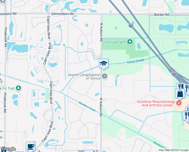 map of restaurants, bars, coffee shops, grocery stores, and more near 313 Marsh Creek Road in Venice