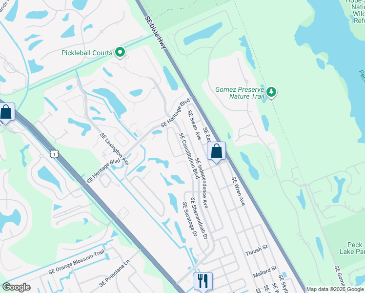 map of restaurants, bars, coffee shops, grocery stores, and more near 7445 Southeast Concord Place in Hobe Sound