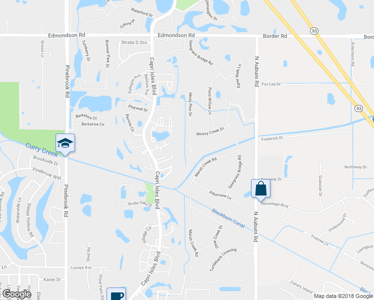 map of restaurants, bars, coffee shops, grocery stores, and more near 545 Misty Pine Drive in Venice