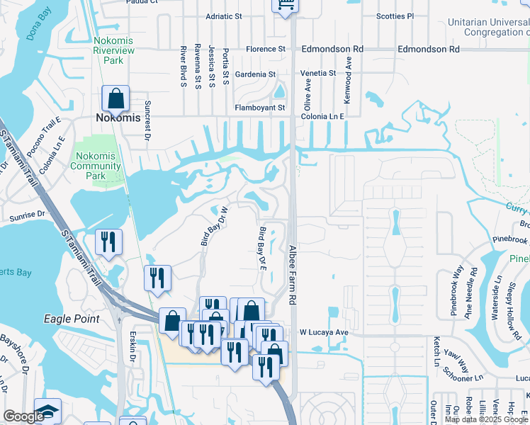 map of restaurants, bars, coffee shops, grocery stores, and more near 802 Saint Clair Circle in Venice
