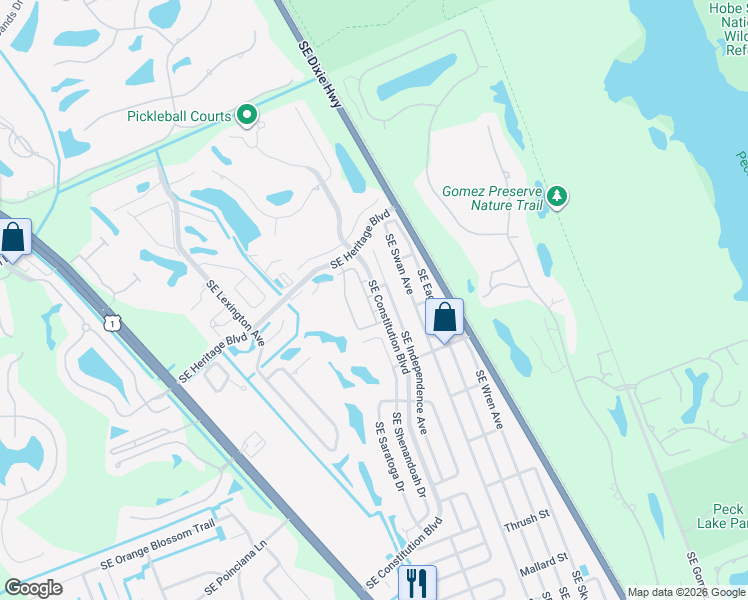 map of restaurants, bars, coffee shops, grocery stores, and more near 7401 Southeast Concord Place in Hobe Sound