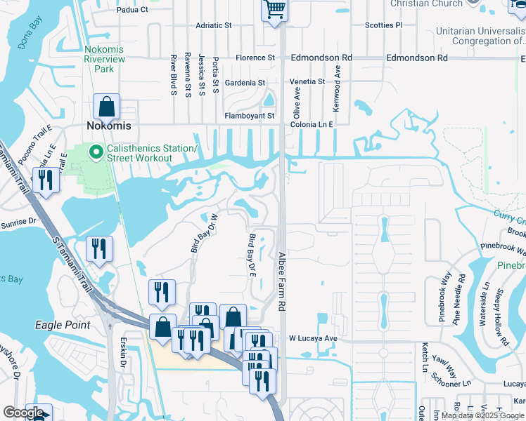 map of restaurants, bars, coffee shops, grocery stores, and more near 802 Saint Clair Circle in Venice