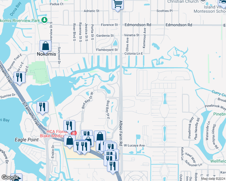 map of restaurants, bars, coffee shops, grocery stores, and more near 802 Saint Clair Circle in Venice
