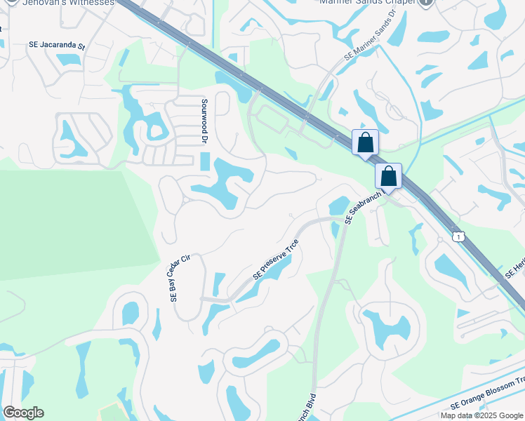 map of restaurants, bars, coffee shops, grocery stores, and more near 7357 Southeast Seagate Lane in Stuart