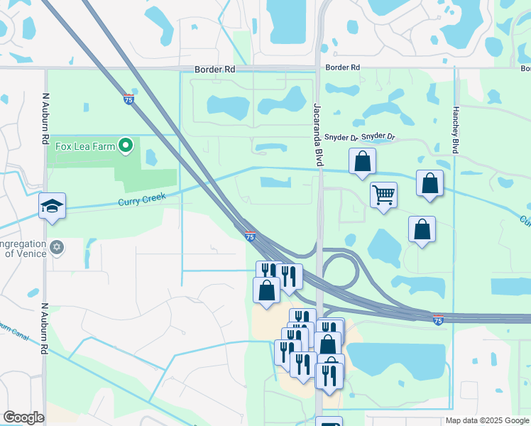 map of restaurants, bars, coffee shops, grocery stores, and more near 2305 Frederick Drive in Venice