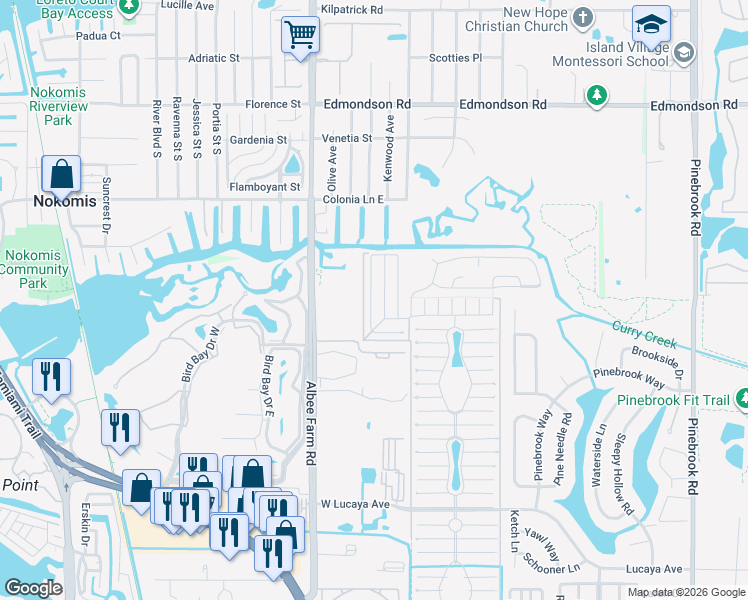 map of restaurants, bars, coffee shops, grocery stores, and more near 420 Cobia in Venice