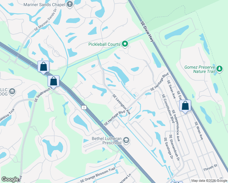 map of restaurants, bars, coffee shops, grocery stores, and more near 6199 Southeast Ames Way in Hobe Sound