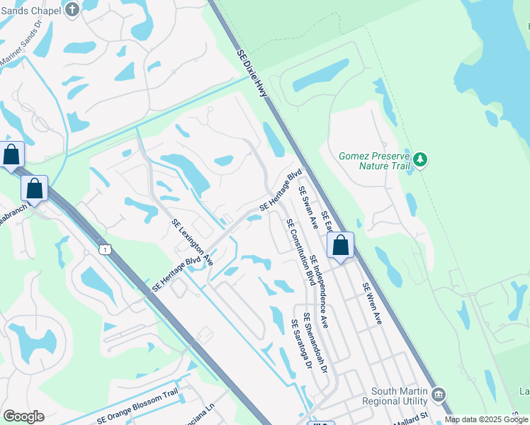 map of restaurants, bars, coffee shops, grocery stores, and more near 7322 Southeast Jamestown Terrace in Hobe Sound