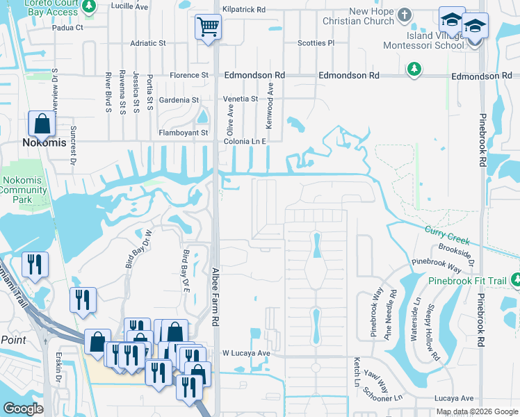 map of restaurants, bars, coffee shops, grocery stores, and more near 420 Cobia in Venice