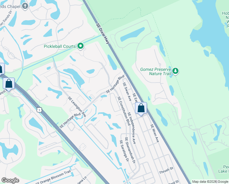map of restaurants, bars, coffee shops, grocery stores, and more near 7386 Southeast Independence Avenue in Hobe Sound