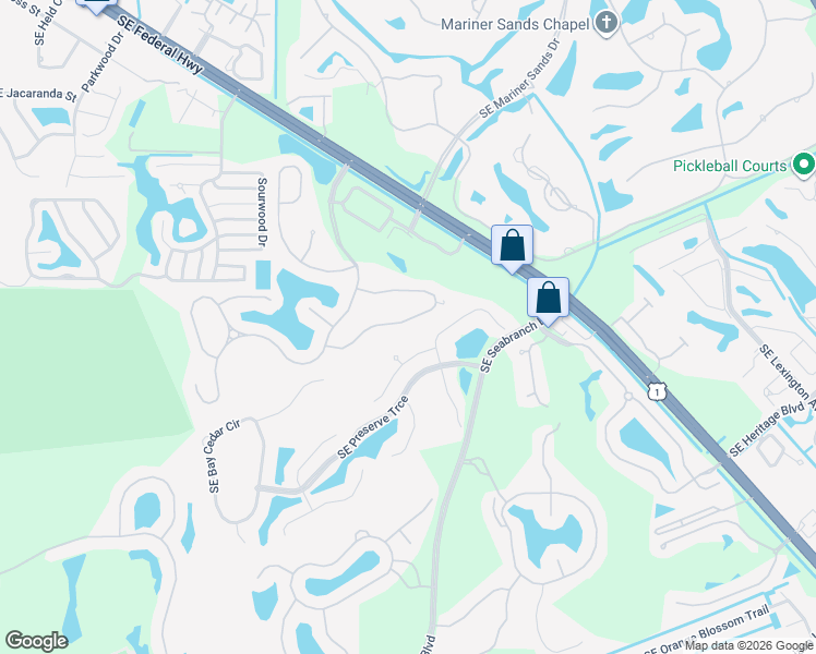 map of restaurants, bars, coffee shops, grocery stores, and more near 7297 Southeast Seagate Lane in Stuart