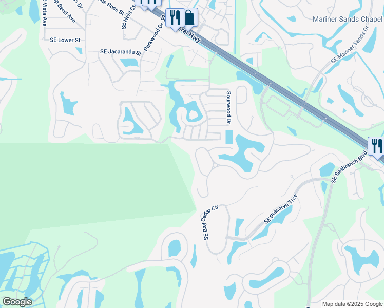 map of restaurants, bars, coffee shops, grocery stores, and more near 7229 Southeast Magellan Lane in Stuart