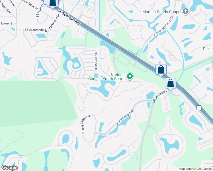 map of restaurants, bars, coffee shops, grocery stores, and more near 7115 Waldon Pond in Stuart