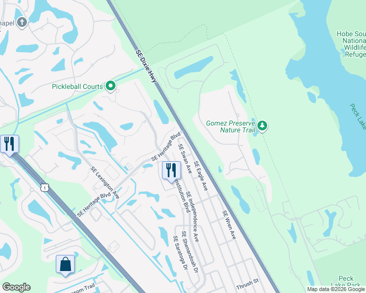 map of restaurants, bars, coffee shops, grocery stores, and more near 7220 Southeast Eagle Avenue in Hobe Sound