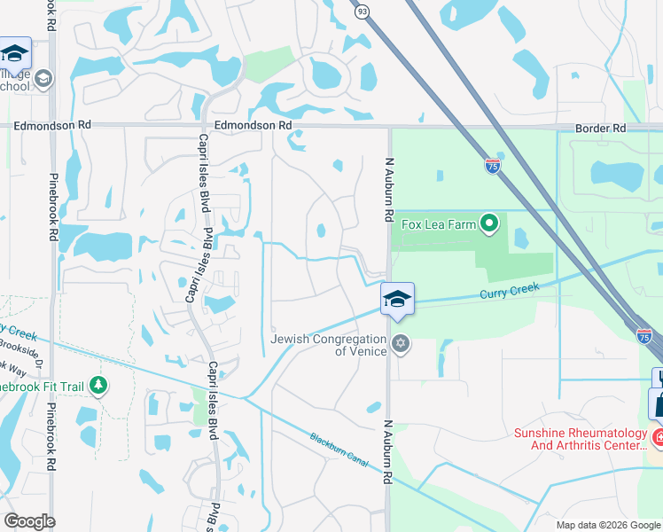 map of restaurants, bars, coffee shops, grocery stores, and more near 623 Sawgrass Bridge Road in Venice