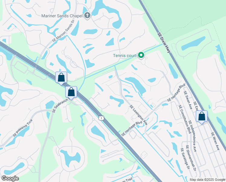 map of restaurants, bars, coffee shops, grocery stores, and more near 6229 Southeast Georgetown Place in Hobe Sound