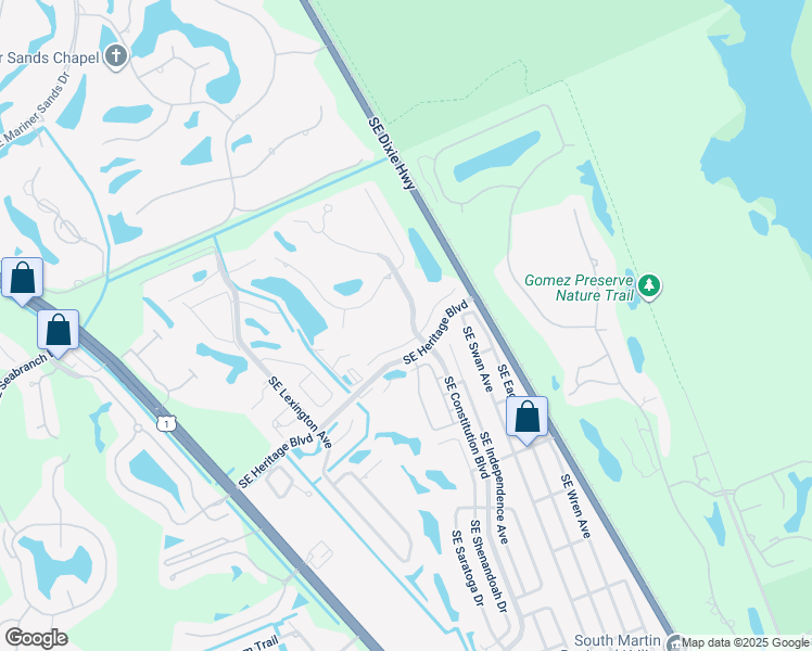 map of restaurants, bars, coffee shops, grocery stores, and more near 7166 Southeast Constitution Boulevard in Hobe Sound