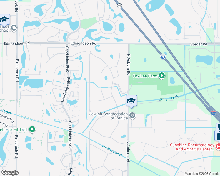 map of restaurants, bars, coffee shops, grocery stores, and more near 623 Sawgrass Bridge Road in Venice