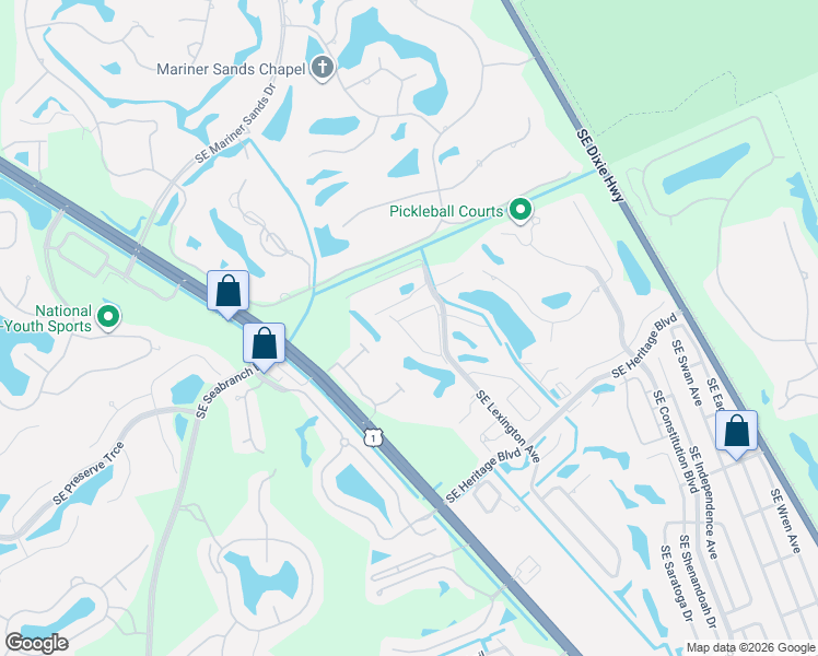 map of restaurants, bars, coffee shops, grocery stores, and more near 6162 Southeast Georgetown Place in Hobe Sound