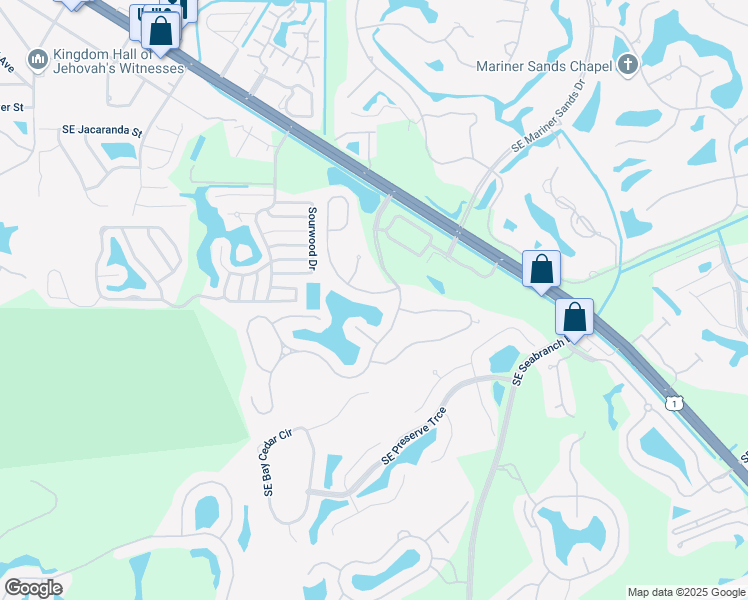 map of restaurants, bars, coffee shops, grocery stores, and more near 4992 Southeast Mariner Village Lane in Stuart