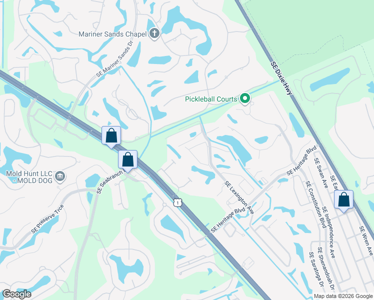 map of restaurants, bars, coffee shops, grocery stores, and more near 6162 Southeast Georgetown Place in Hobe Sound