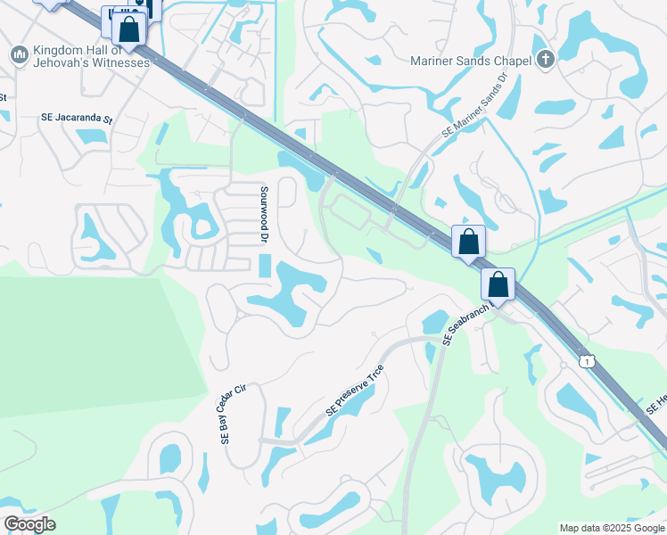 map of restaurants, bars, coffee shops, grocery stores, and more near 4992 Southeast Mariner Village Lane in Stuart