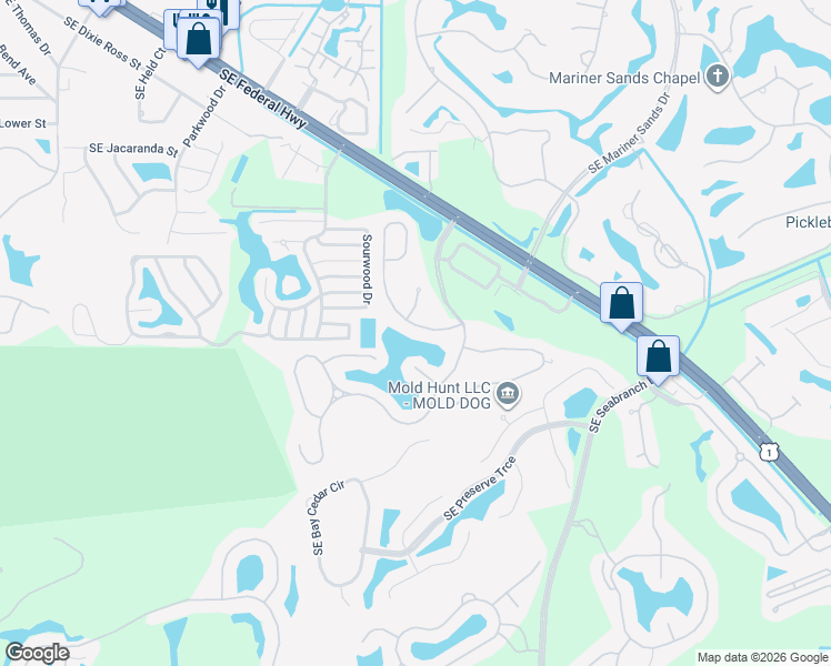 map of restaurants, bars, coffee shops, grocery stores, and more near 7115 Waldon Pond in Stuart