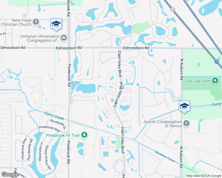 map of restaurants, bars, coffee shops, grocery stores, and more near 1002 Ravinia Circle in Venice
