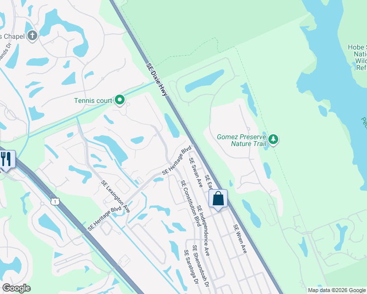 map of restaurants, bars, coffee shops, grocery stores, and more near 7198 Southeast Swan Avenue in Hobe Sound