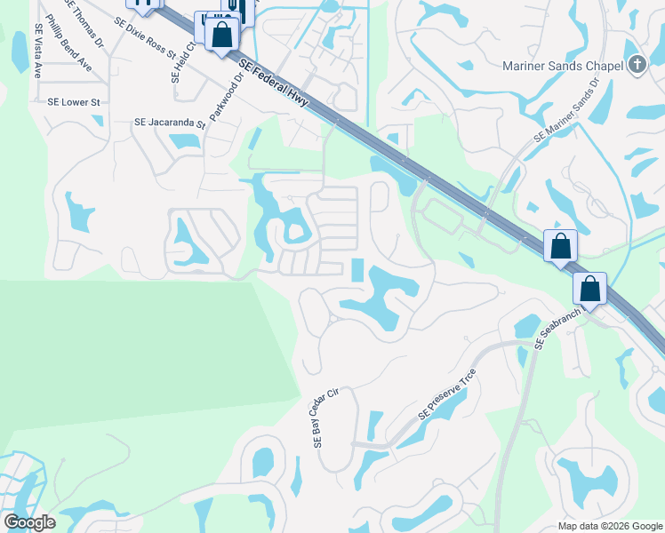 map of restaurants, bars, coffee shops, grocery stores, and more near 7242 Southeast Sweetwood Terrace in Stuart