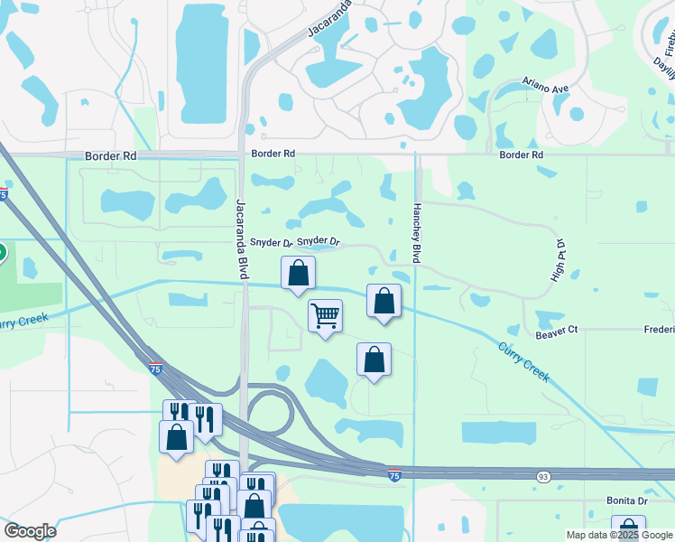 map of restaurants, bars, coffee shops, grocery stores, and more near 242 Snyder Drive in Venice