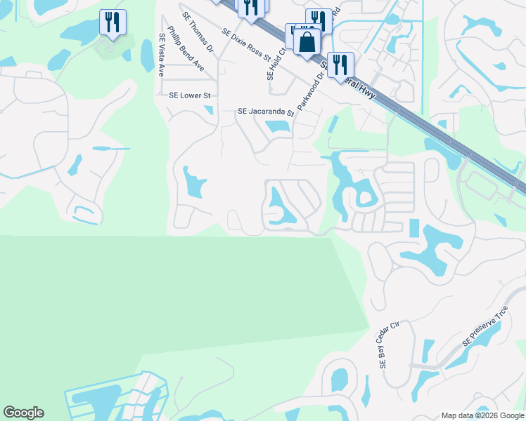 map of restaurants, bars, coffee shops, grocery stores, and more near 4379 Southeast Sweetwood Way in Stuart