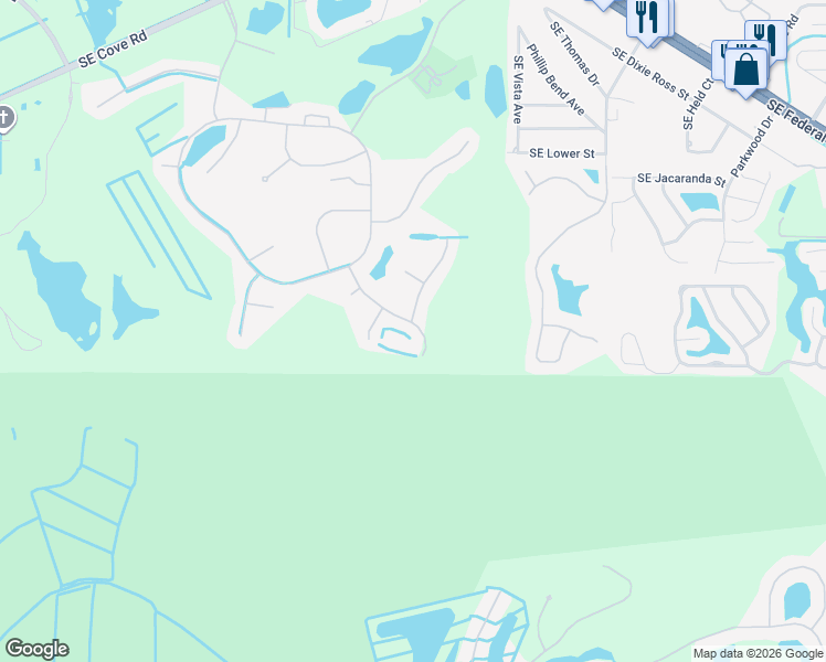 map of restaurants, bars, coffee shops, grocery stores, and more near 7078 Southeast Bay Hill Drive in Stuart